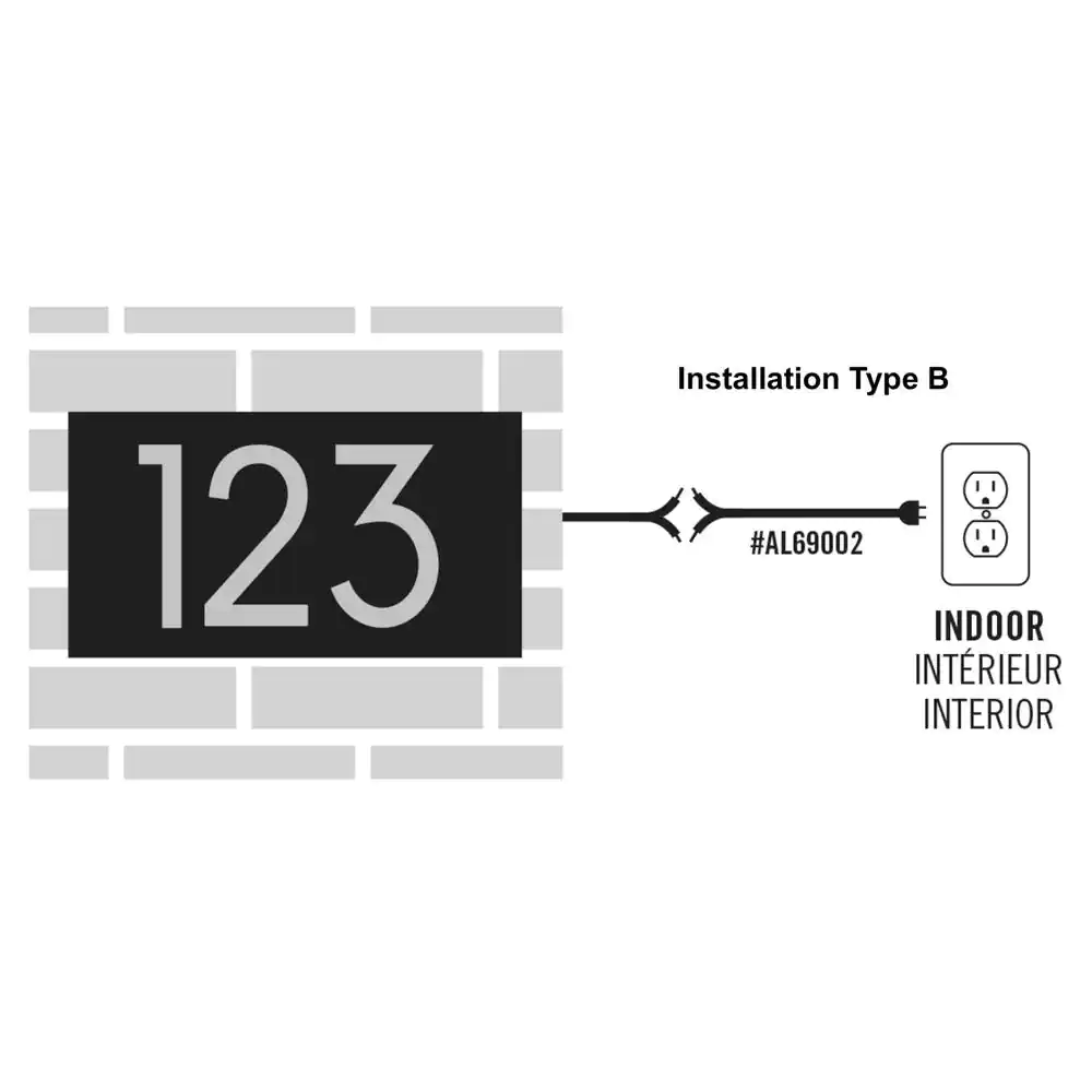 None Small Rectangular Address Plaque for LED Backlit Numbers (1 to 3 Digits)