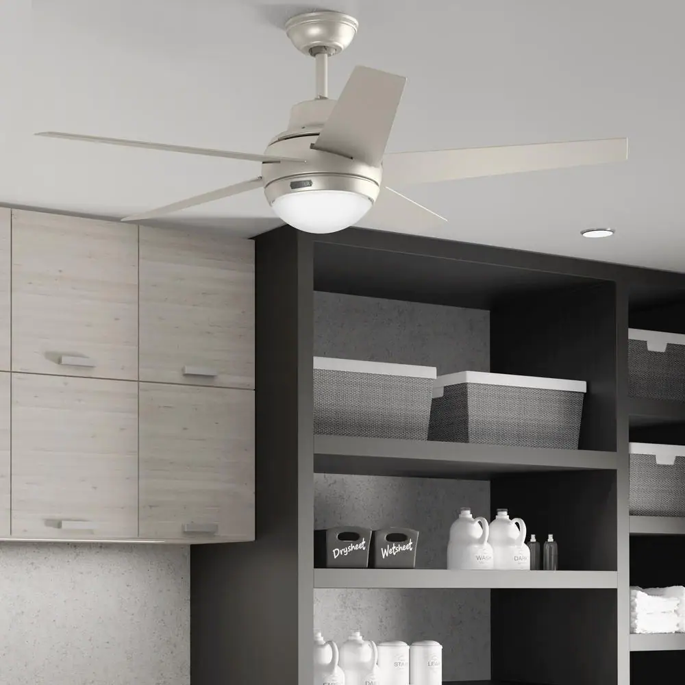 Hunter Indio 52 in. Indoor Matte Nickel Ceiling Fan with Light and Remote Control