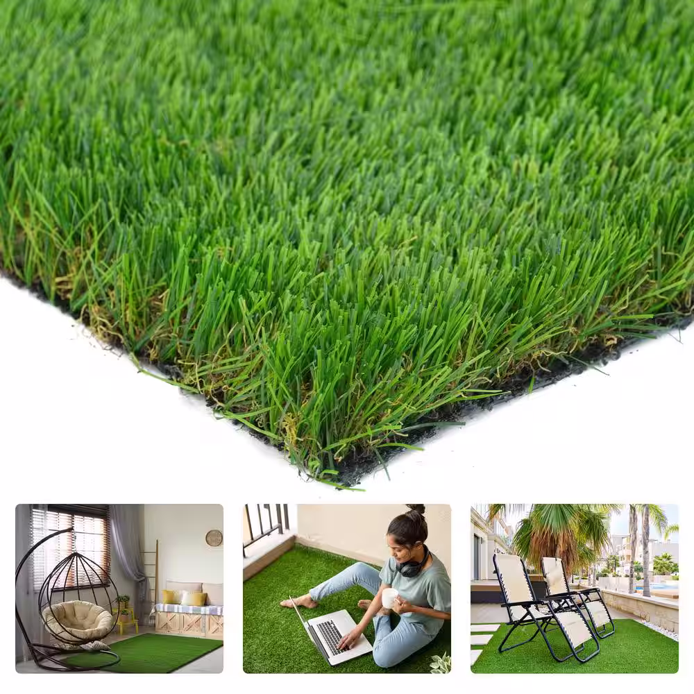 None Green 3.5 ft. x 6 ft. Artificial Grass Turf, Grass Pad Mat for Pets, Fake Grass Rugs for Garden, Lawn, Patio & Balcony