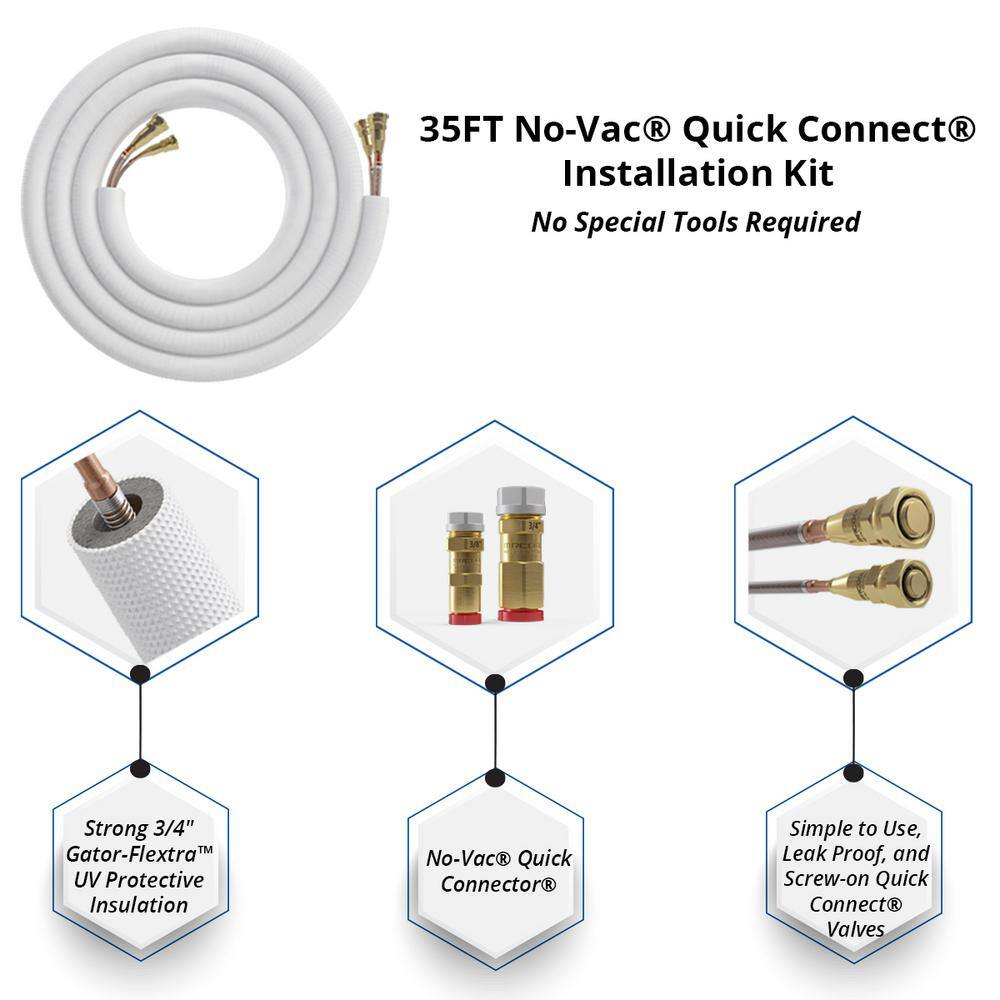 MRCOOL DIY Universal 4 Ton 48000 BTU 18 SEER Split System Heat Pump with 35 ft. NoVac Install Kit and 5kW HeatKit 208/230V