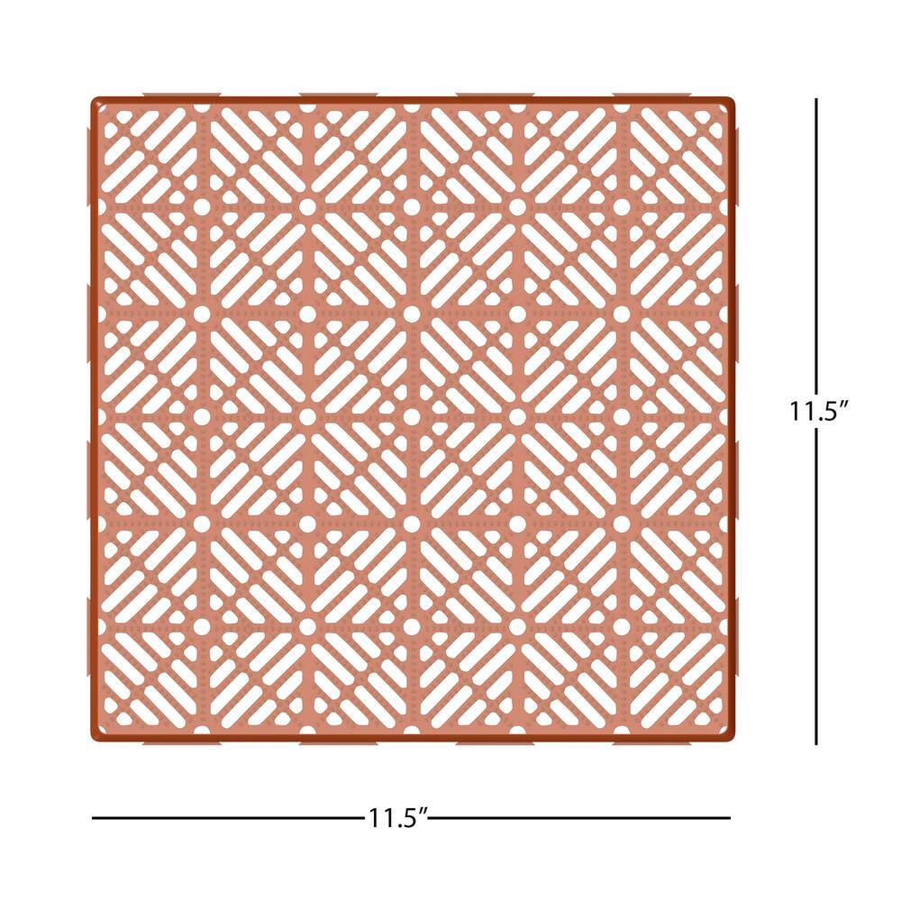 Pure Garden 11.5 in. x 11.5 in. Orange Polypropylene Outdoor Flooring (Set of 12)