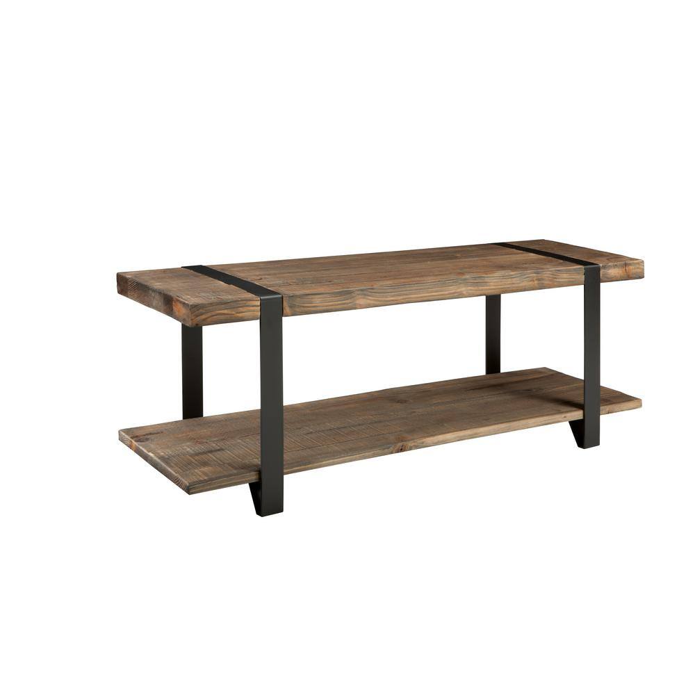 Alaterre Furniture 48 in. Modesto Rustic Natural Coat Hook with Storage and Bench