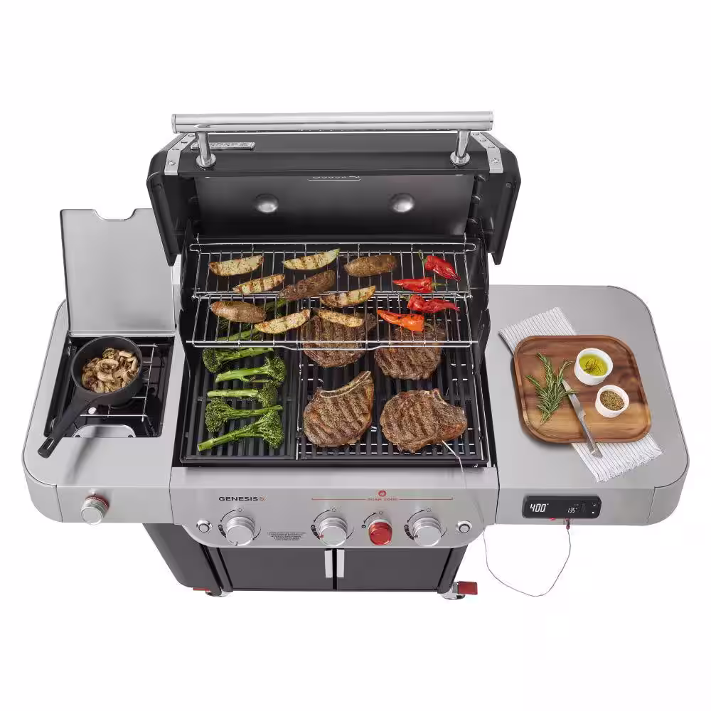 Weber Genesis EPX-335 3-Burner Propane Smart Gas Grill in Black with Side Burner