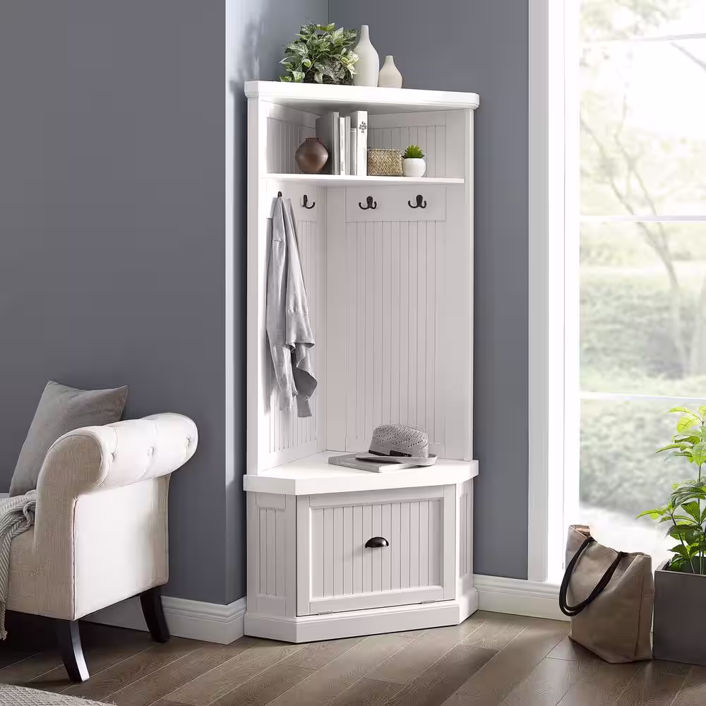 CROSLEY FURNITURE Seaside White Corner Hall Tree