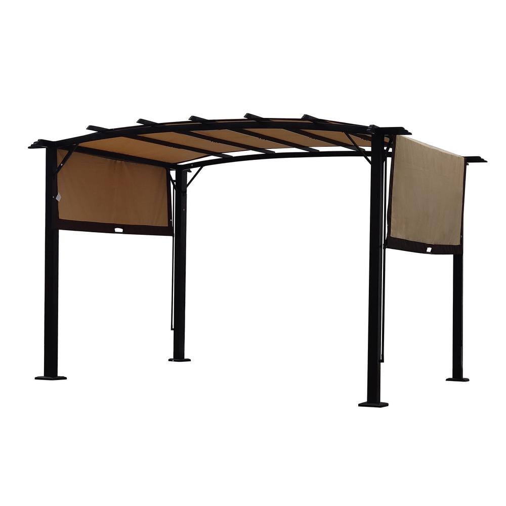 Tatayosi 12 ft. x 9 ft. Outdoor Pergola Steel Frame Patio Gazebo, Retractable Shade Canopy, Sunshelter Pergola for Gardens