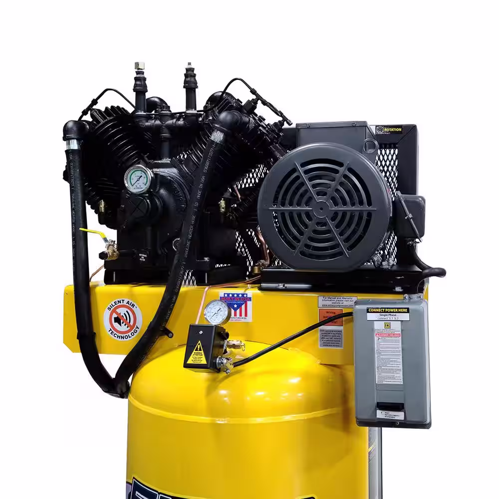 EMAX Industrial Plus 80 Gal. 10 HP 1-Phase 2-Stage Silent Air Electric Pressure Lube Air Compressor with 58 CFM Dryer Bundle