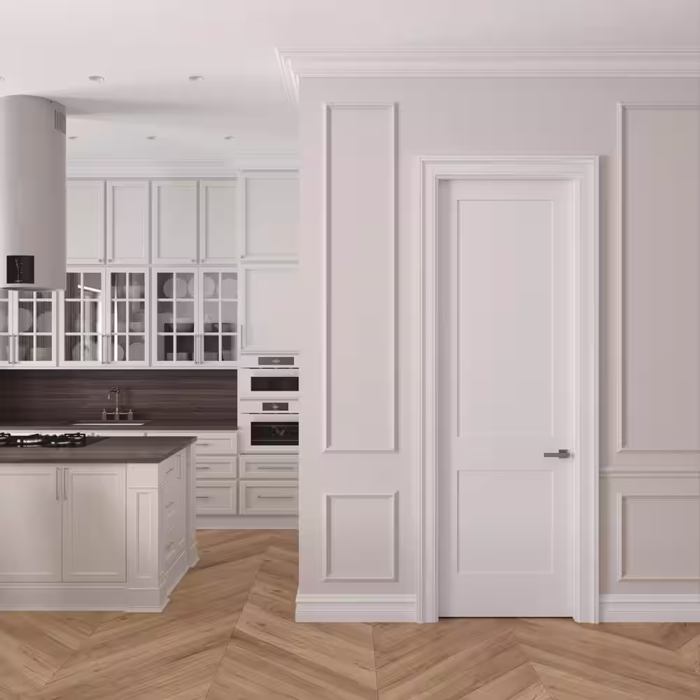 None 32 in. x 96 in. Left-Handed Solid Core Primed White Composite Single Prehung Interior Door Oil Rubbed Bronze Hinges
