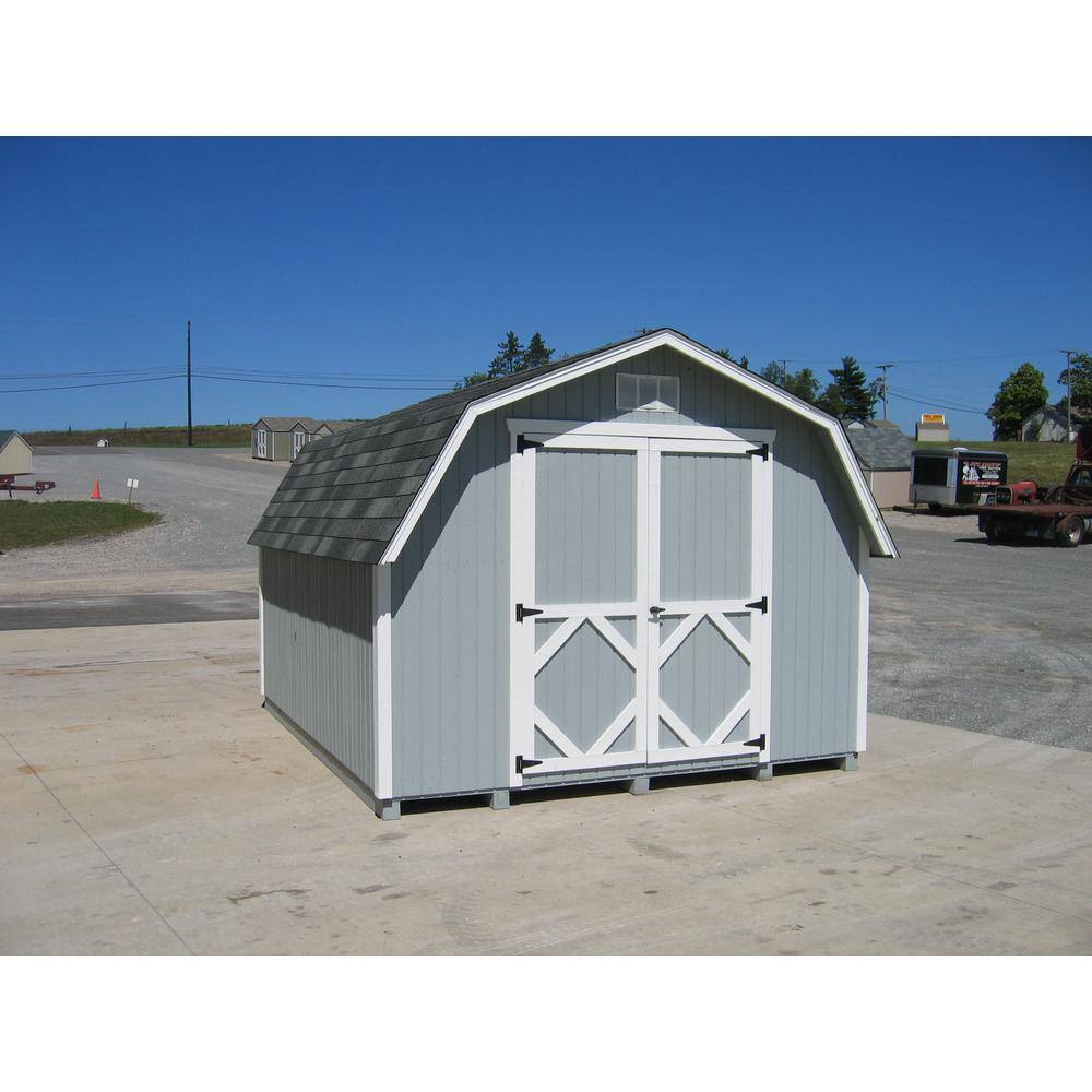 LITTLE COTTAGE CO. Classic Gambrel 10 ft. x 12 ft. Wood Storage Building Precut Kit with 4 ft. Sidewalls with Floor