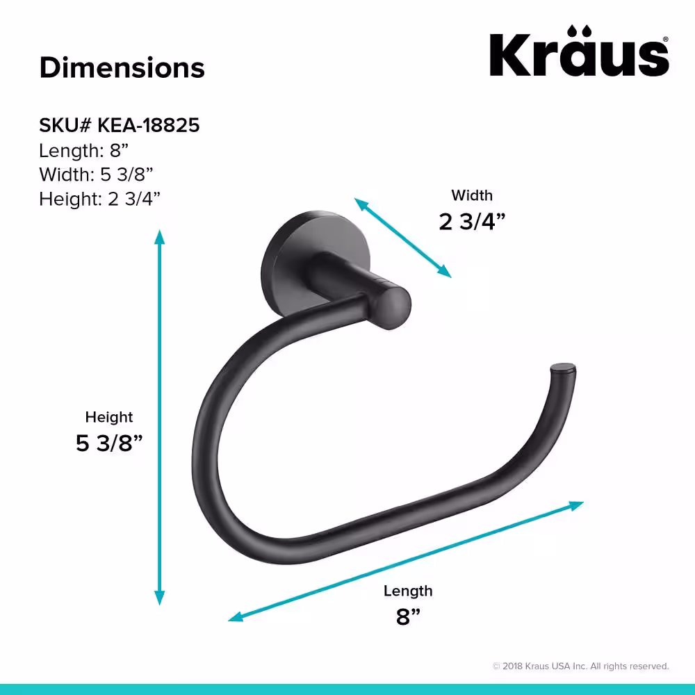 KRAUS Elie Bathroom Towel Ring in Matte Black
