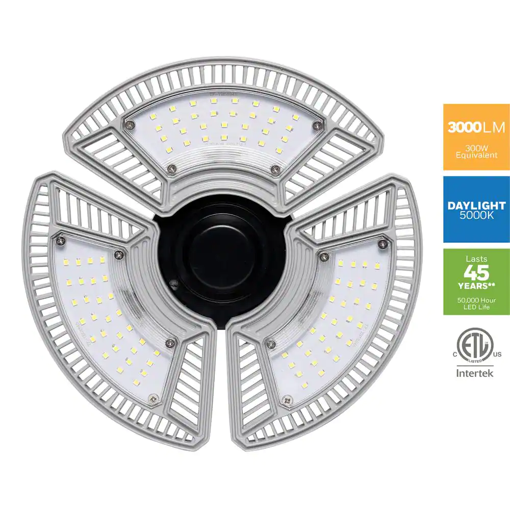 Honeywell 300-Watt Equivalent LED Grey Deformable Garage Light (1-Pack)