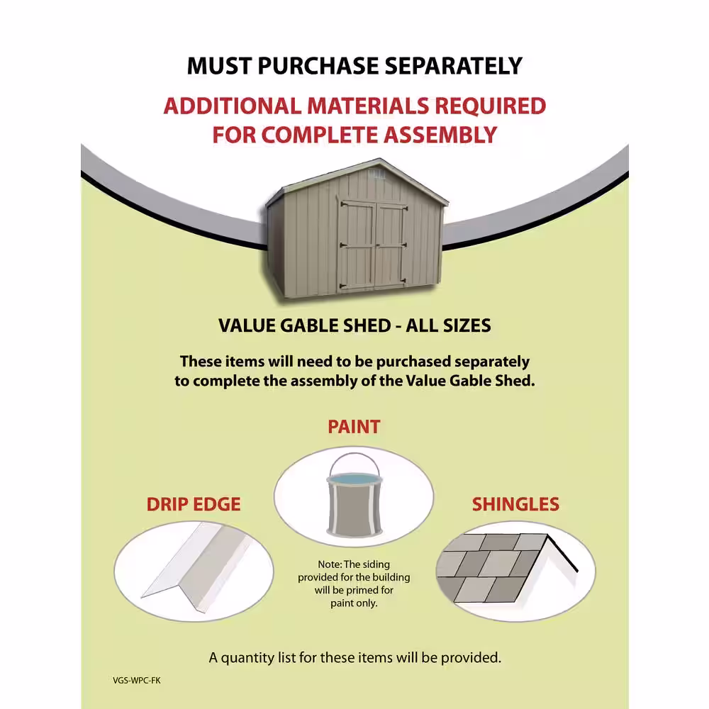LITTLE COTTAGE CO. Value Gable 8 ft. x 10 ft. Wood Shed Precut Kit with Floor