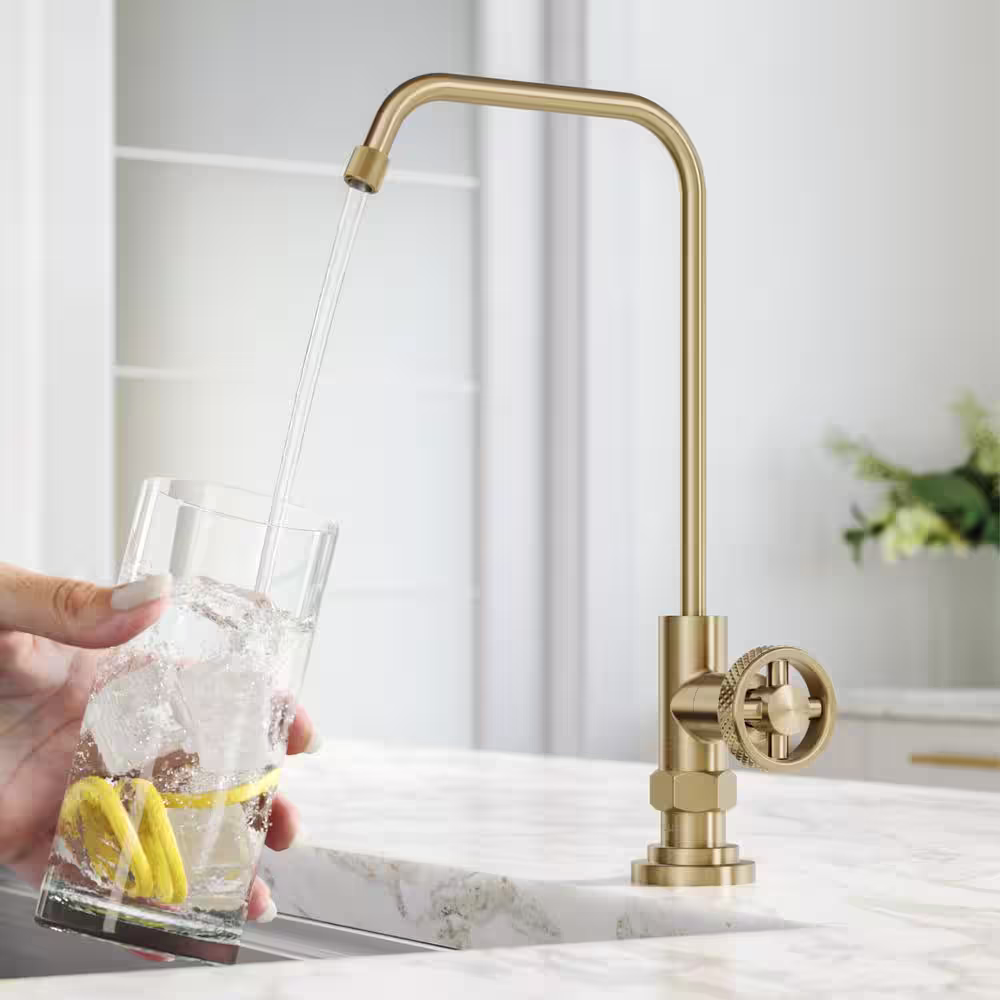 KRAUS Purita 2-Stage Under-Sink Filtration System with Urbix Single Handle Drinking Water Filter Faucet in Brushed Gold