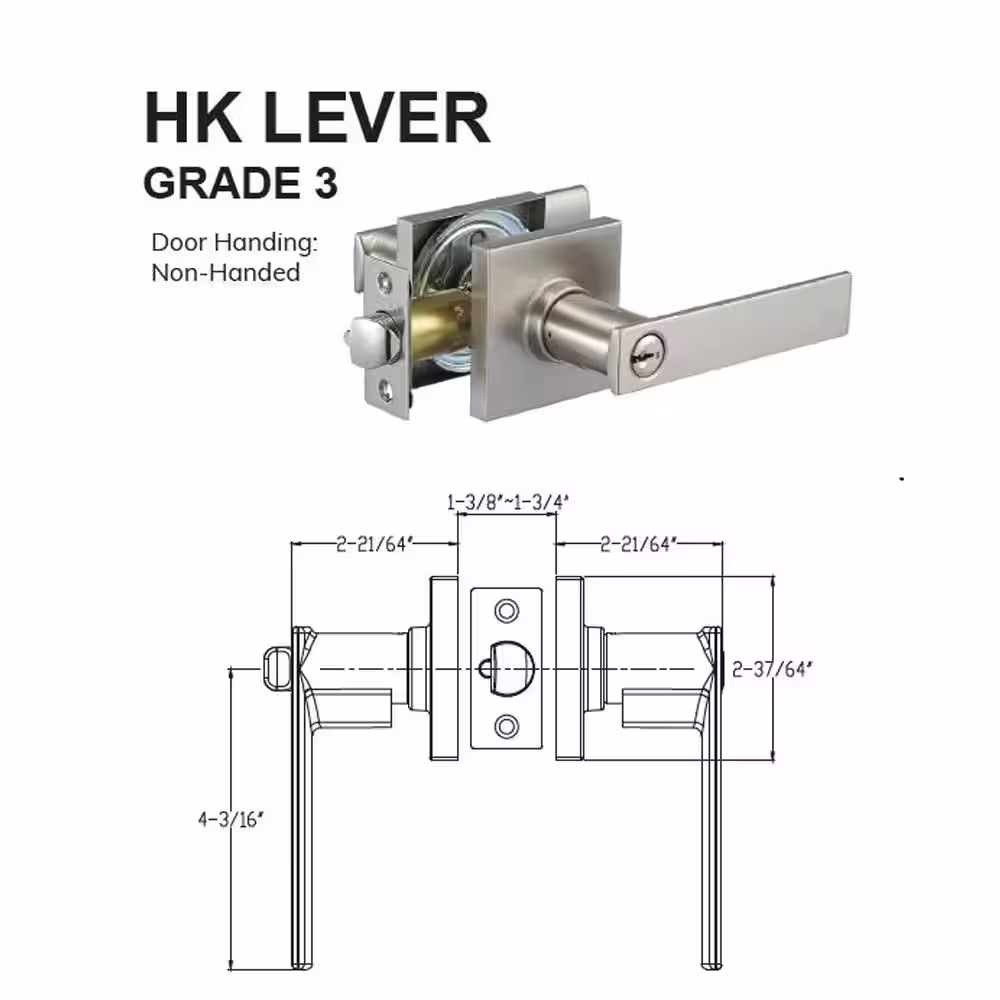 DELANEY HARDWARE HK Series Black Bed/Bath Contemporary Style Straight Privacy Door Handle