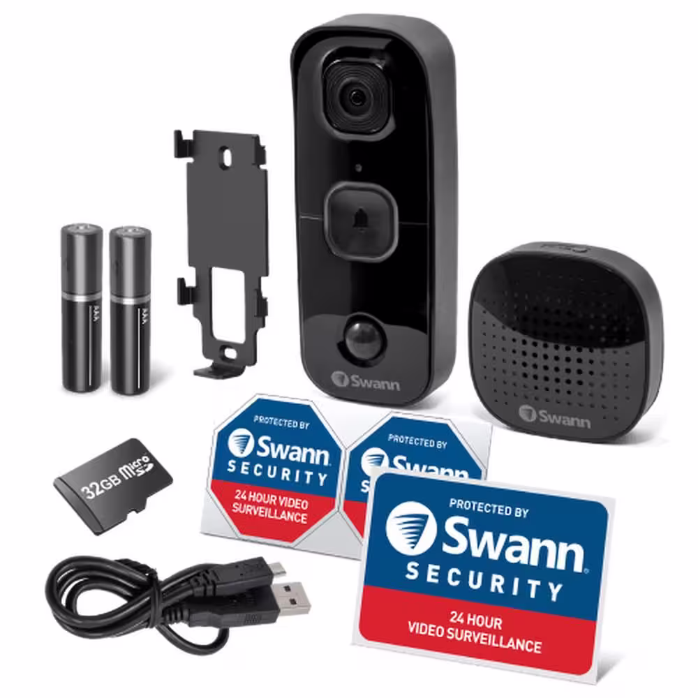 Swann Buddy Wired and Wireless Smart Video Doorbell Camera with Chime