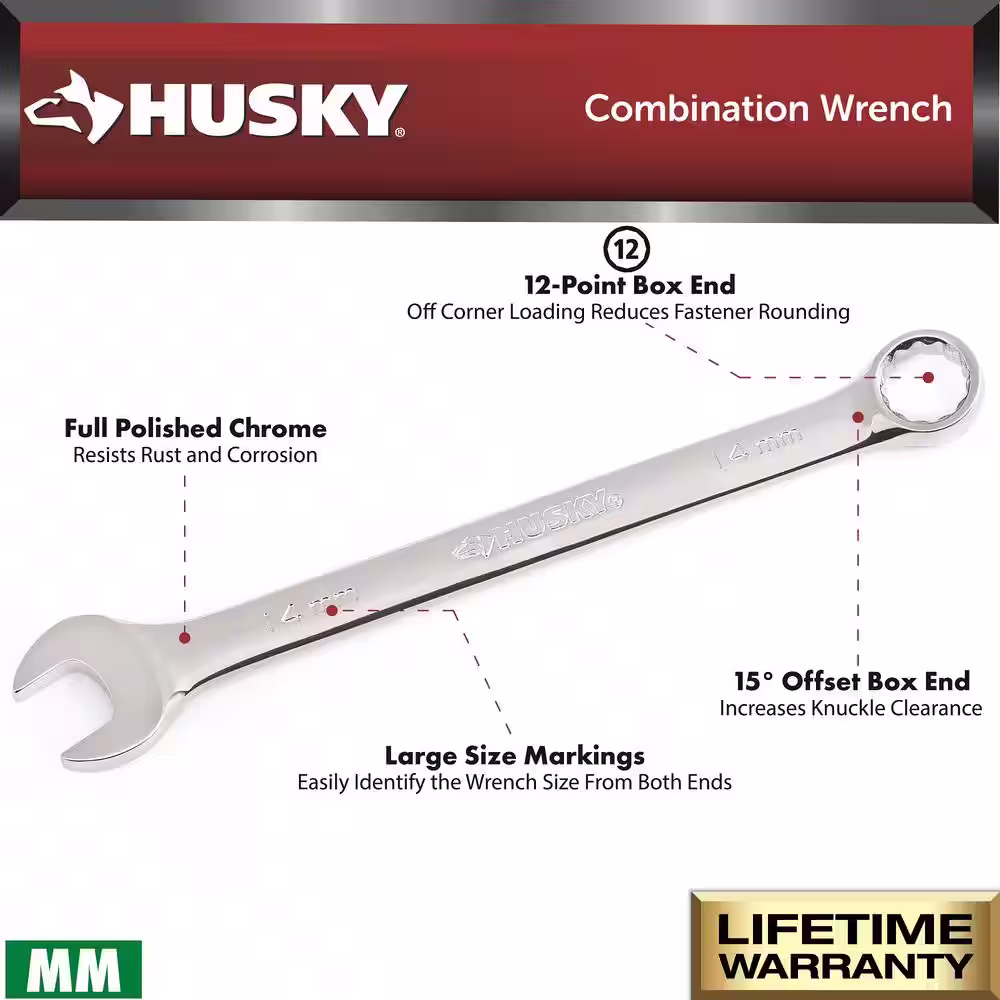 Husky 1-1/2 in. 12-Point SAE Full Polish Combination Wrench