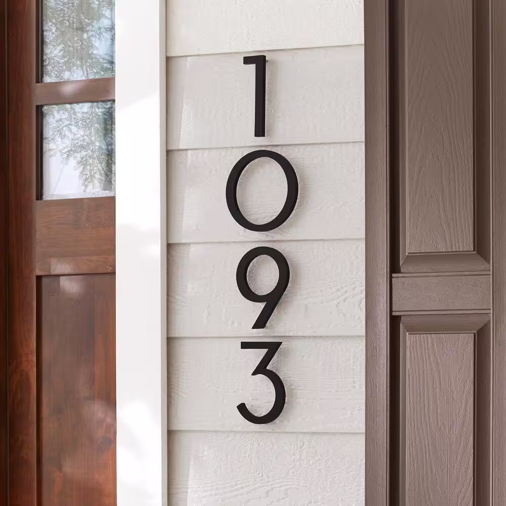 Everbilt 10 in. Matte Black Aluminum Floating or Flat Modern House Number 0