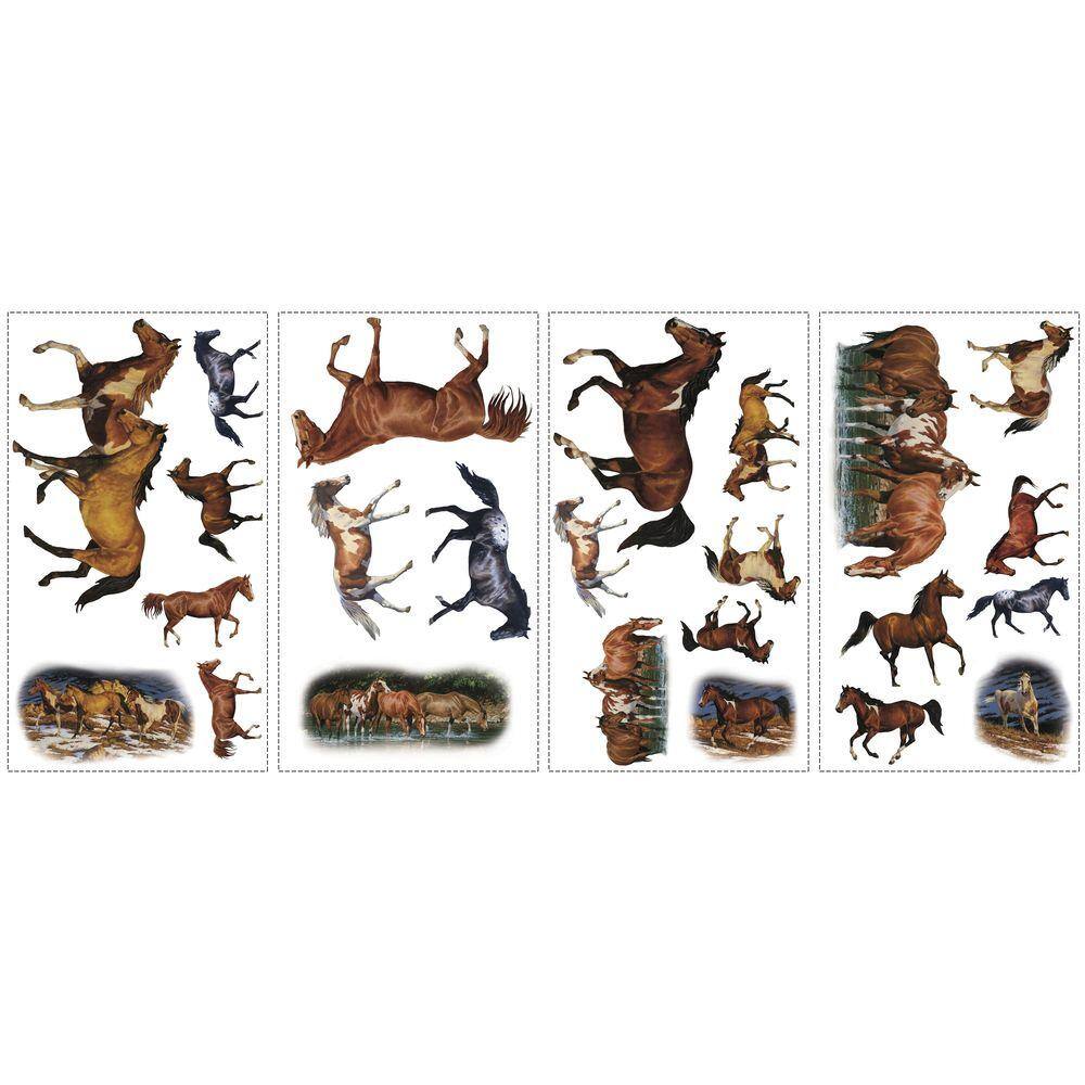 RoomMates 5 in. x 11.5 in. Wild Horses Peel and Stick Wall Decal