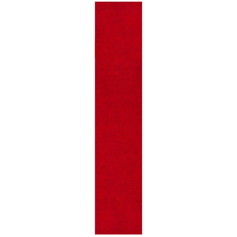 Ottomanson Scrabe Rib Waterproof Non-Slip Rubber Back Runner Rug, 2 ft. W x 25 ft. L, Red, Polypropylene Garage Flooring