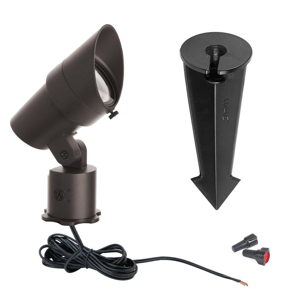 None Accent 1330 Lumens Solid Brass Coated in Bronze Low Voltage LED Outdoor Spotlight with IP66 and 4000K LED