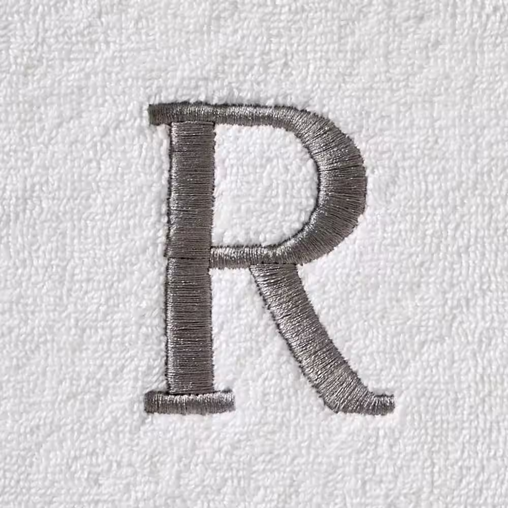 SKL Home Casual Monogram Letter R Hand Towel 2 piece set, white, Cotton