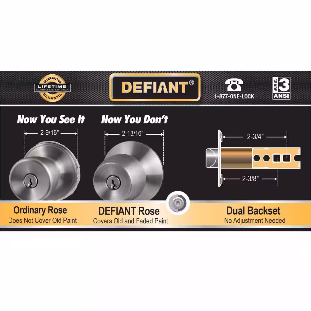 Defiant Naples Satin Nickel Combo Pack with Single Cylinder Deadbolt