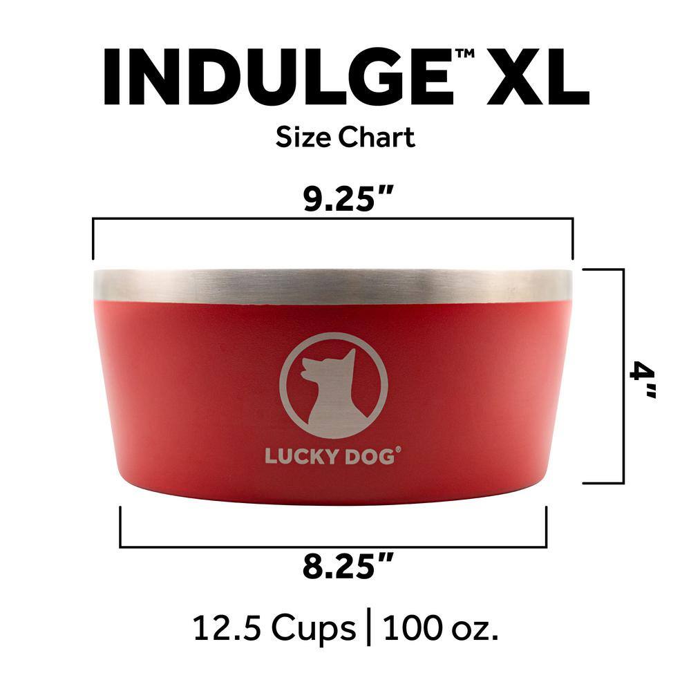 Lucky Dog Indulge 100 oz. 12.5 Cup Double Wall Stainless Steel Dog Bowl, Non Slip, Lifetime Warranty in Blue