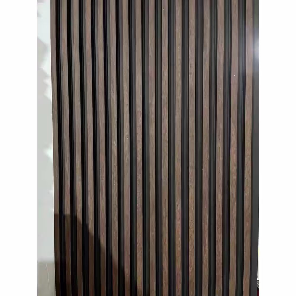 Ejoy 96 in. x 6 in. x 0.8 in. Acoustic Vin.yl Wall Claddin.g Sidin.g Board in. Brown Oak Wood Color (Set of 4-Piece)