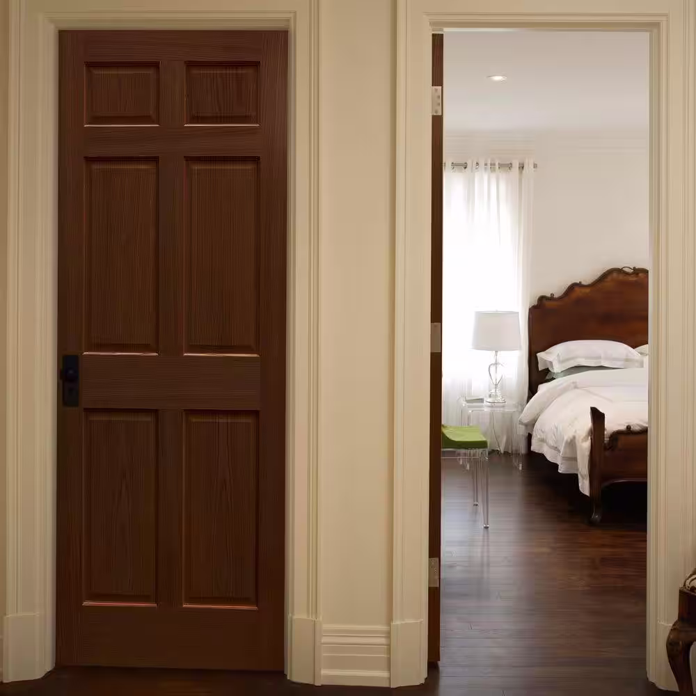 EVERMARK Expressions 24 in. x 80 in. Unfinished 6-Panel Engineered Solid Core Red Oak Interior Door Slab
