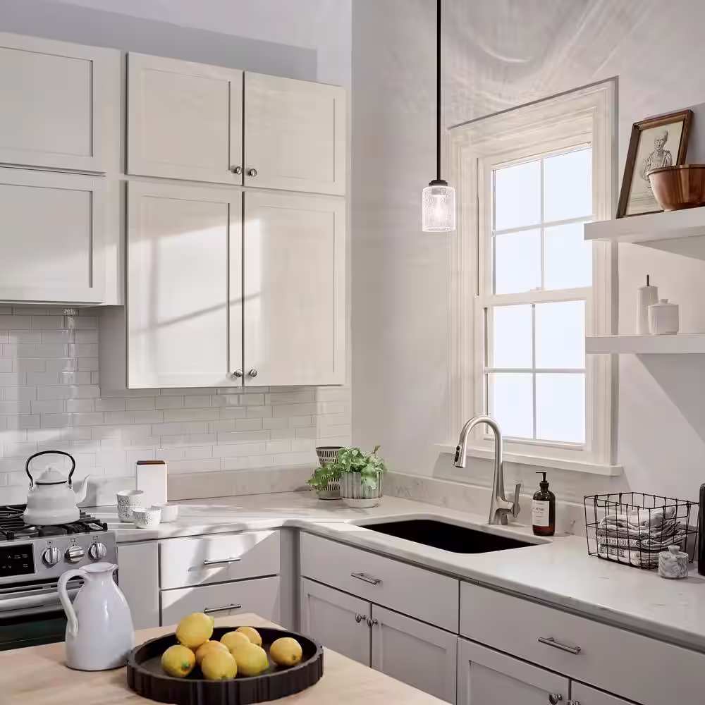KICHLER Winslow 1-Light Olde Bronze Contemporary Kitchen Mini Pendant Hanging Light with Clear Seeded Glass