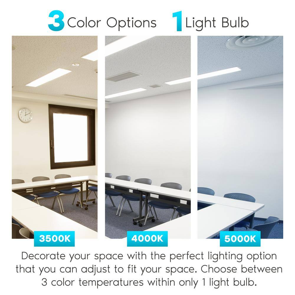 LUXRITE 12-Watt 3 ft. Linear T8 LED Tube Light Bulb 3 Color Selectable Single and Double End Powered 1560 Lumens F25T8 (12-Pack)