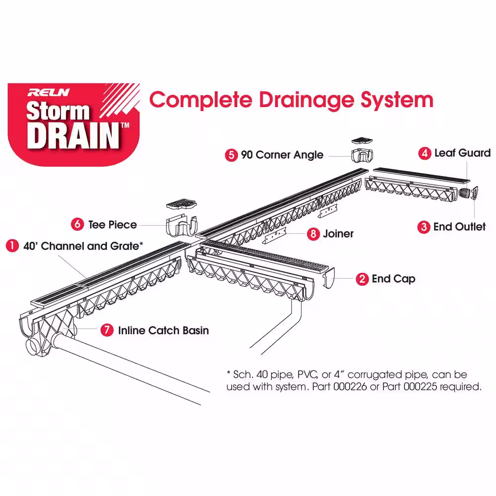 RELN Storm Drain 6 in. x 7.5 in. Tee Complete with Portland Grey Grate