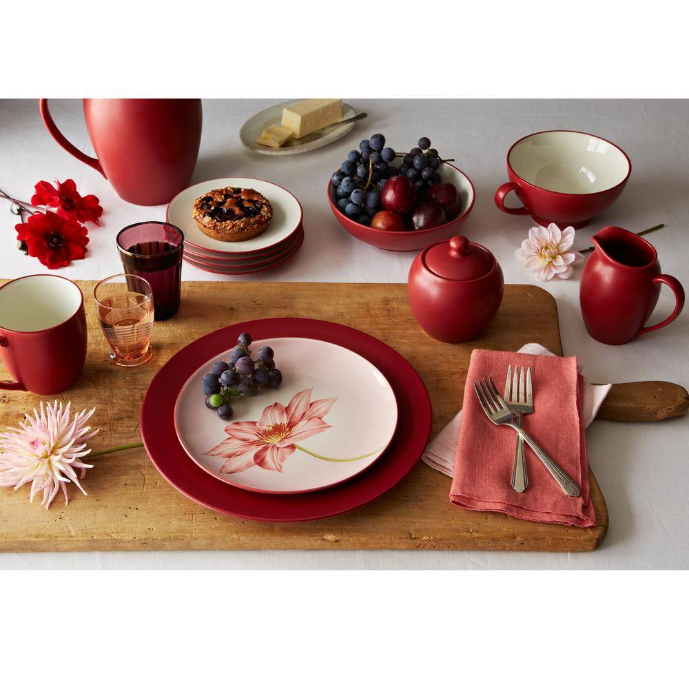 Noritake Colorwave Raspberry Red Stoneware Coupe Salad Plate 8-1/4 in. (Set of 4)