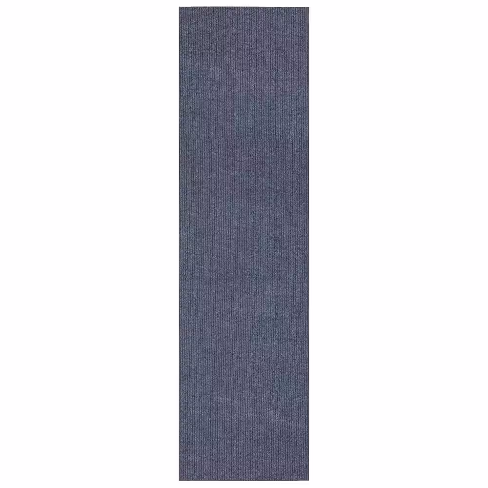 Sweet Home Stores Ribbed Waterproof Non-Slip Rubber Back Solid Runner 2 ft. W x 20 ft. L Gray Rug Polyester Garage Flooring