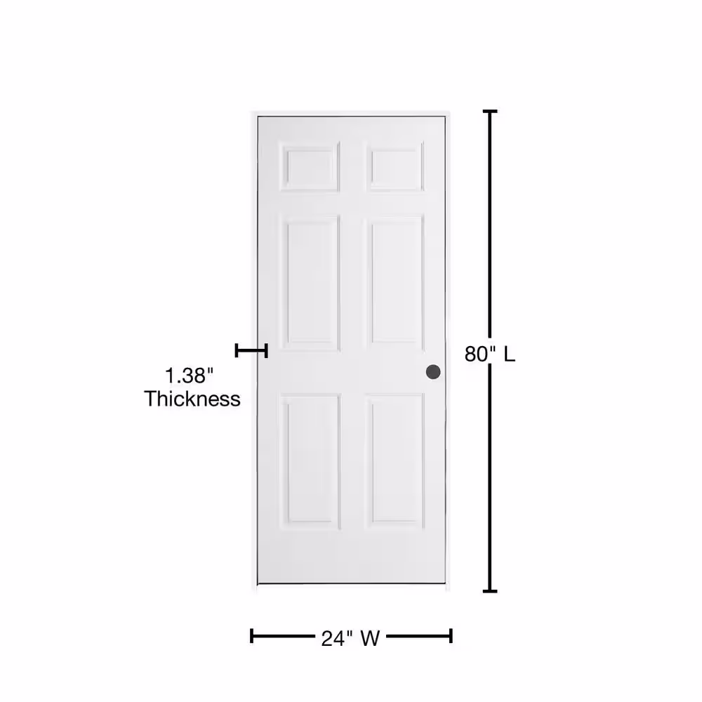 JELD-WEN 24 in. x 80 in. 6 Panel Colonist Primed Left-Handed Textured Molded Composite Single Prehung Interior Door