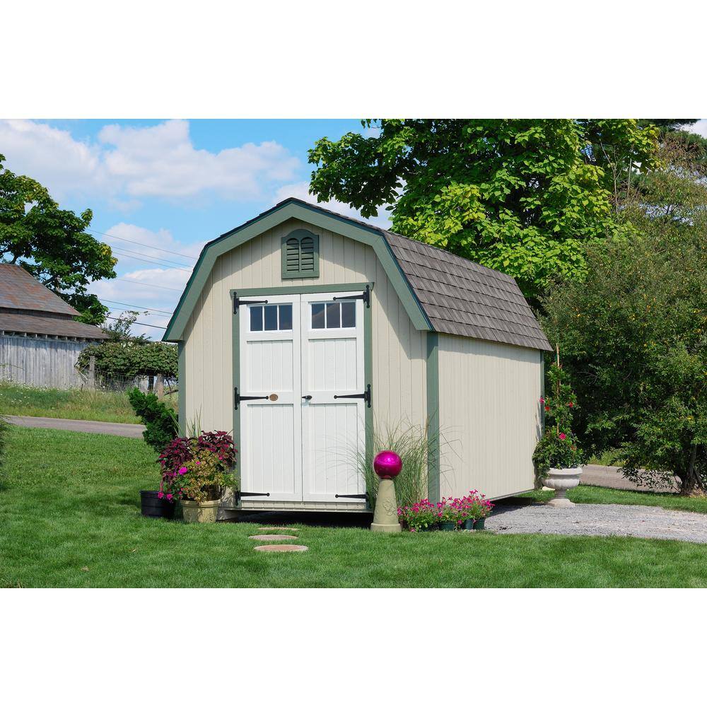 LITTLE COTTAGE CO. Colonial Greenfield 8 ft. x 16 ft. Wood Storage Building DIY Kit with 4 ft. Sidewalls with Floor