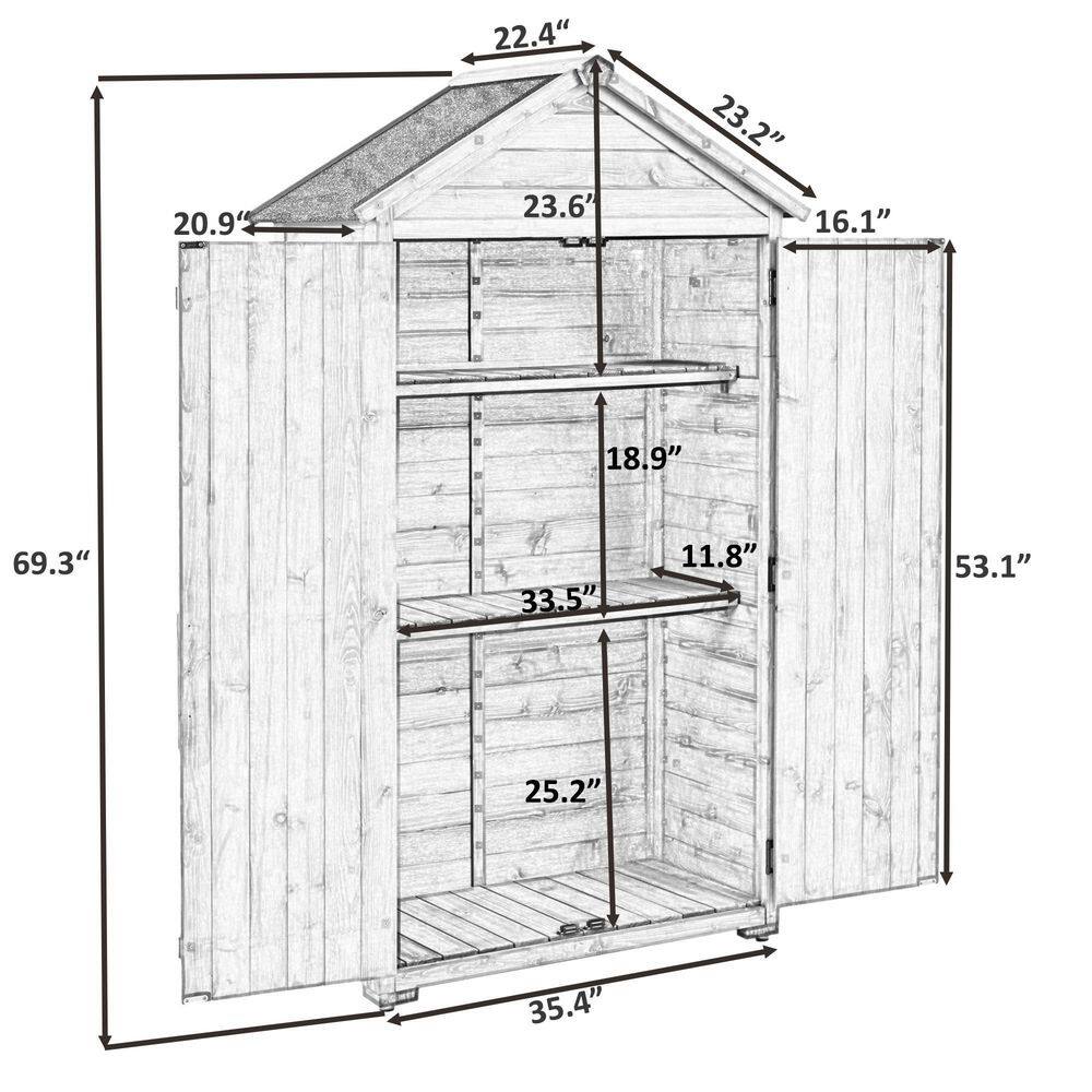None 1.8 ft. W x 3 ft. D Outdoor Wood Lean-to Storage Shed Tool Organizer with Waterproof Asphalt Roof (17.4 sq. ft.)