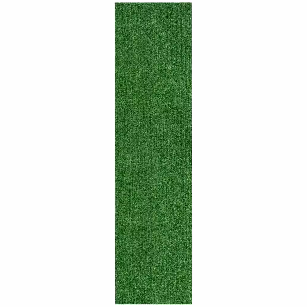 Sweet Home Stores Green 2 ft. x 20 ft. Meadowland Collection Waterproof Solid Grass Artificial Grass Indoor/Outdoor Area Rug