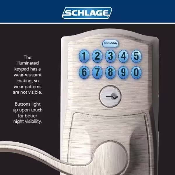 Schlage Plymouth Aged Bronze Electronic Keypad Door Lock with Flair Handle and Flex Lock