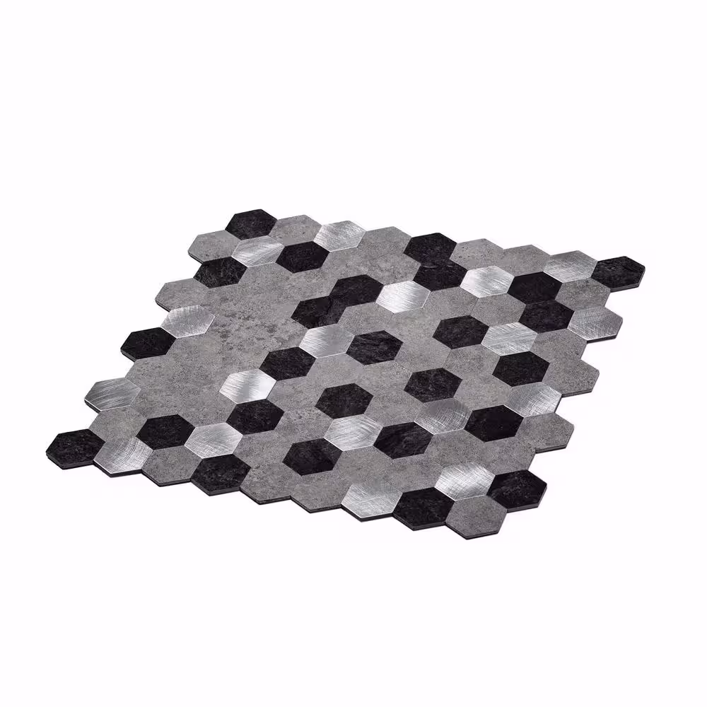 Apollo Tile Silver Grey Mix 11.25 in. x 11.25 in. Honed Peel and Stick Backsplash Tile for Kitchen and Bathroom(8.79 sq. ft. / Case)