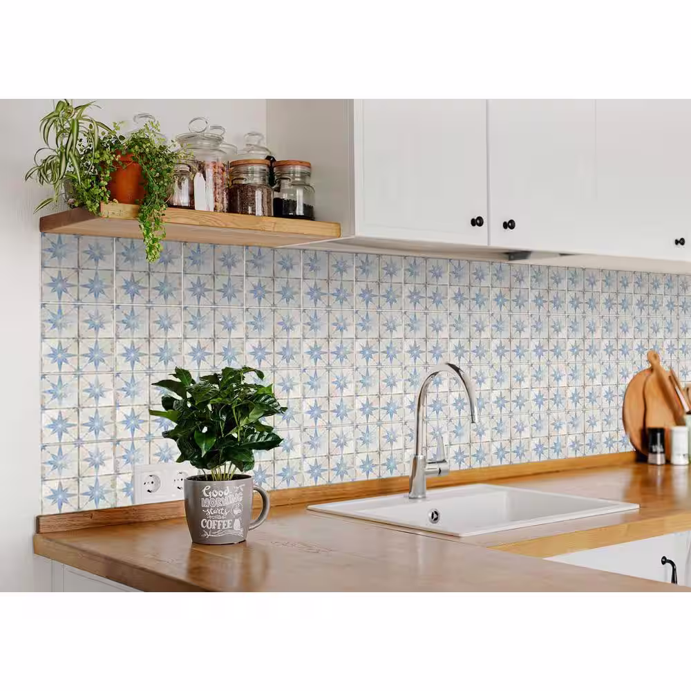 None Blue and White R5 6 in. x 6 in. Vinyl Peel and Stick Tile (24-Tiles, 6 sq. ft./Pack)