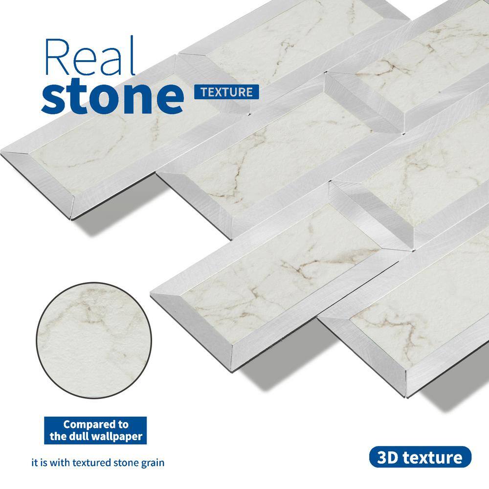 None Marble Beige Short Grain Brushed Copper 10.24 in. x 10.24 in. Metal Peel and Stick Tile (3.65 sq. ft./pack)