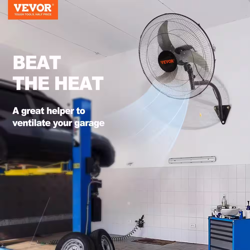 VEVOR Wall Mount Fan 18 in. 3-speed High Velocity Max. 4000 CFM Oscillating Industrial Wall Fan for Warehouse
