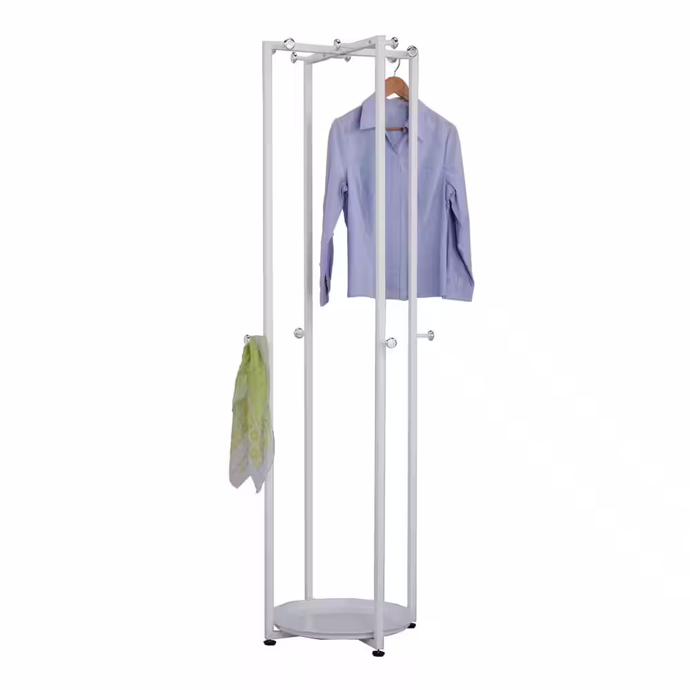 Signature Home SignatureHome White Finish Material Metal Hambleton Coat & Hat Rack With 12 Hooks Dimensions: 24