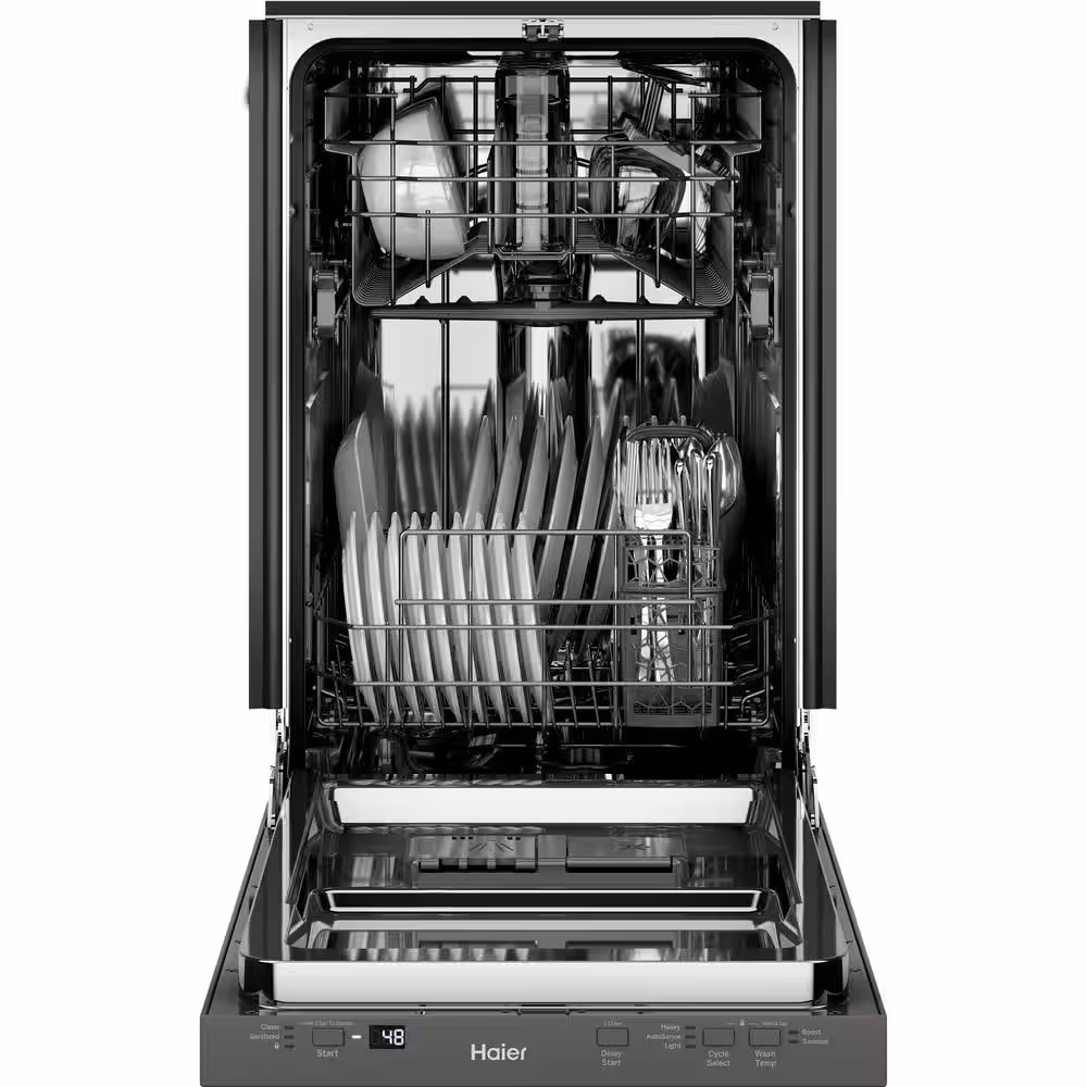 Haier 18 in. Top Control Built-In Dishwasher in Stainless Steel with 3-Cycles