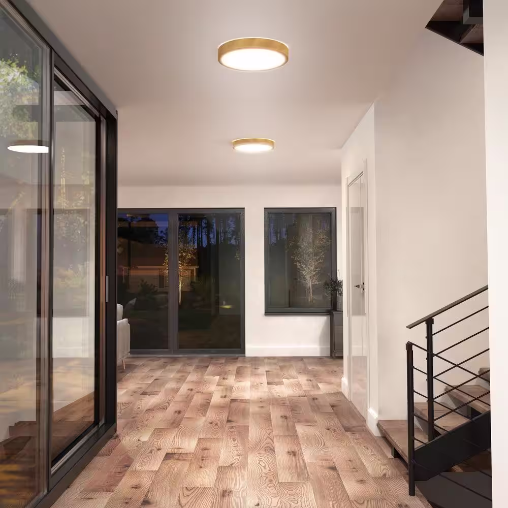 Artika Dryad 15 in. 30 Watt Modern Wood Integrated LED Flush Mount Ceiling Light Fixture for Kitchen or Bedroom