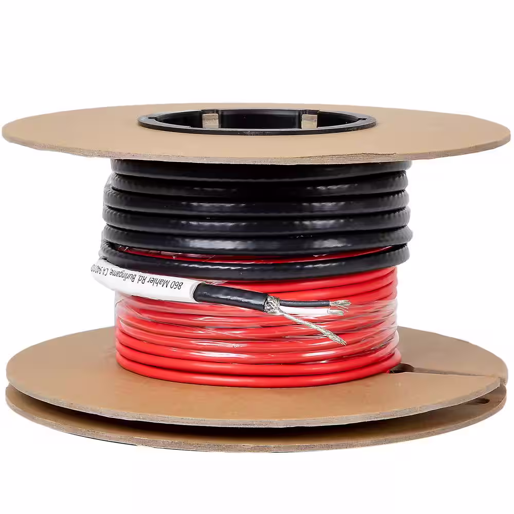 Dr Infrared Heater Electric Radiant Floor Heating Cable Kit with Wi-Fi Thermostat, 990 ft. Covers 300 sq. ft./240-Volt, Red and Black