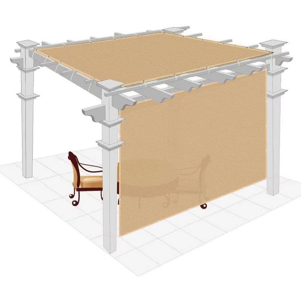 Shatex Outdoor Pergola Shade Cover Canopy for Patio Privacy Shade Screen Panel with Grommets on 2 Sidesï¼?'x10', Beige