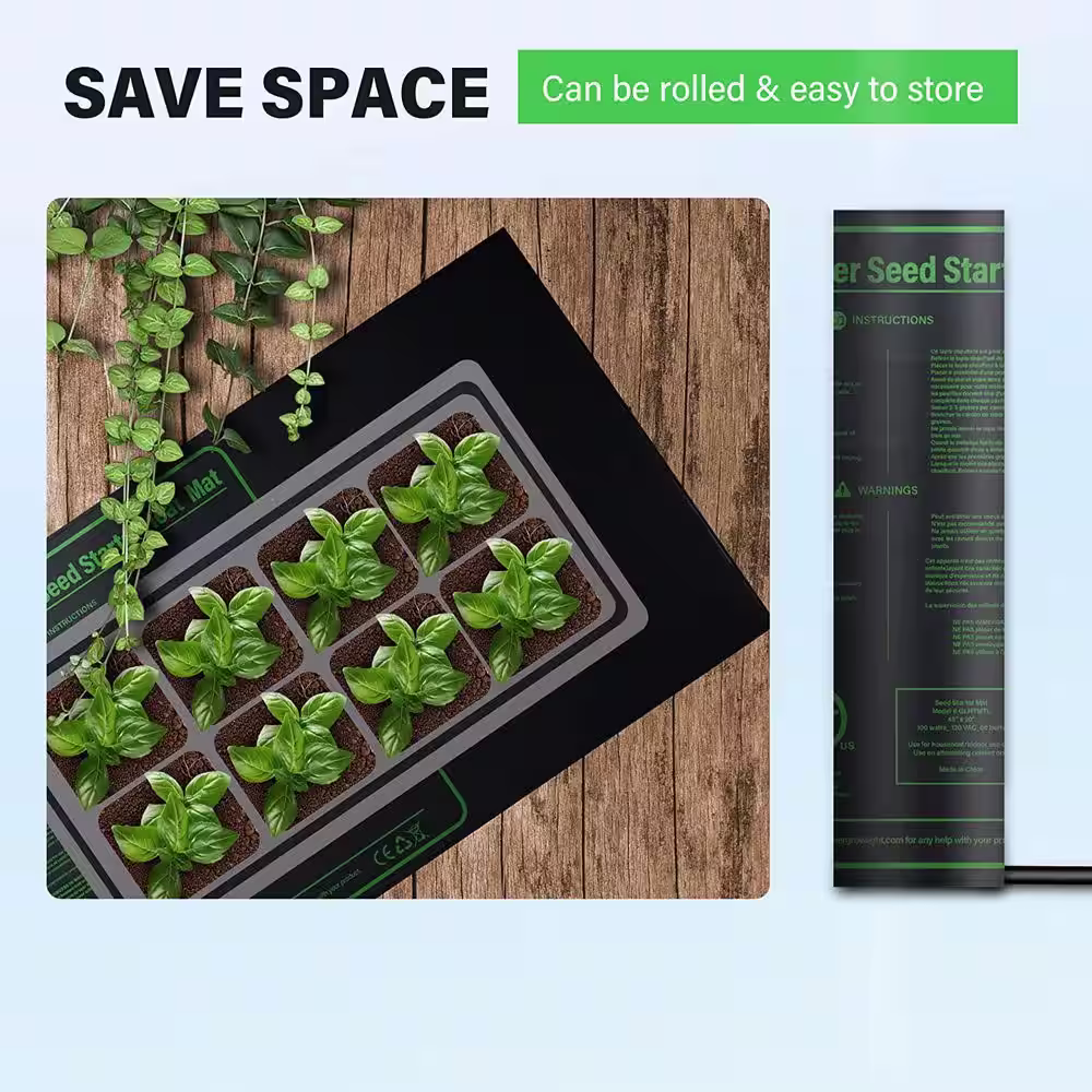 None 48 in. x 21 in. Seeding Heat Mat with Thermostat Temperature Adjustable Knob Hydroponic Plant Germination Starting Pad