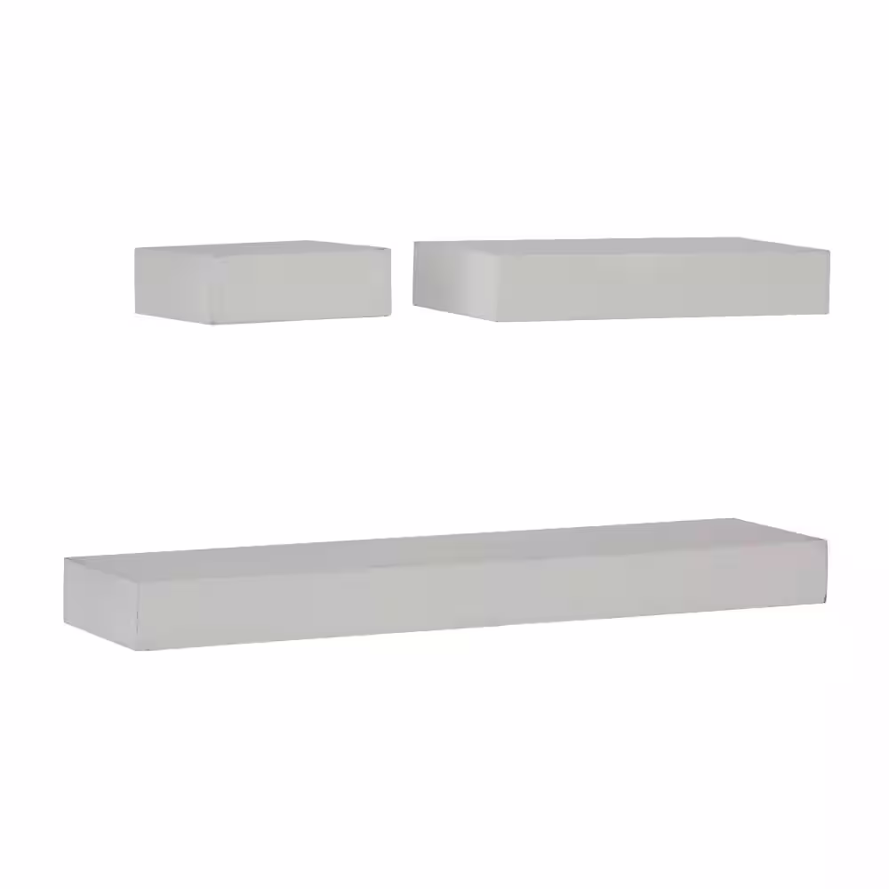 CosmoLiving by Cosmopolitan White 3 Shelves Wood Wall Shelf (Set of 3)