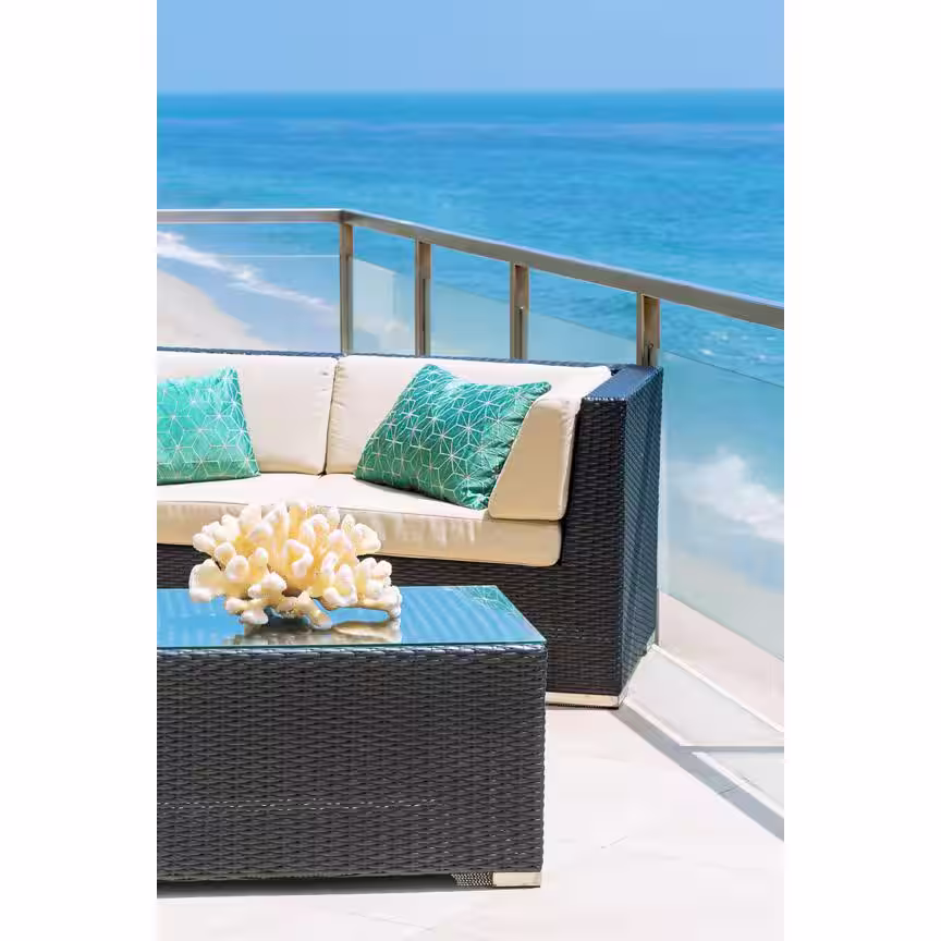 Ohana Depot Black 8-Piece Wicker Patio Seating Set with Sunbrella Coal Cushions